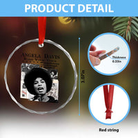 Angela Davis Crystal Glass Ornament Raise Your Voice Revolutionary Power Liberation TS02