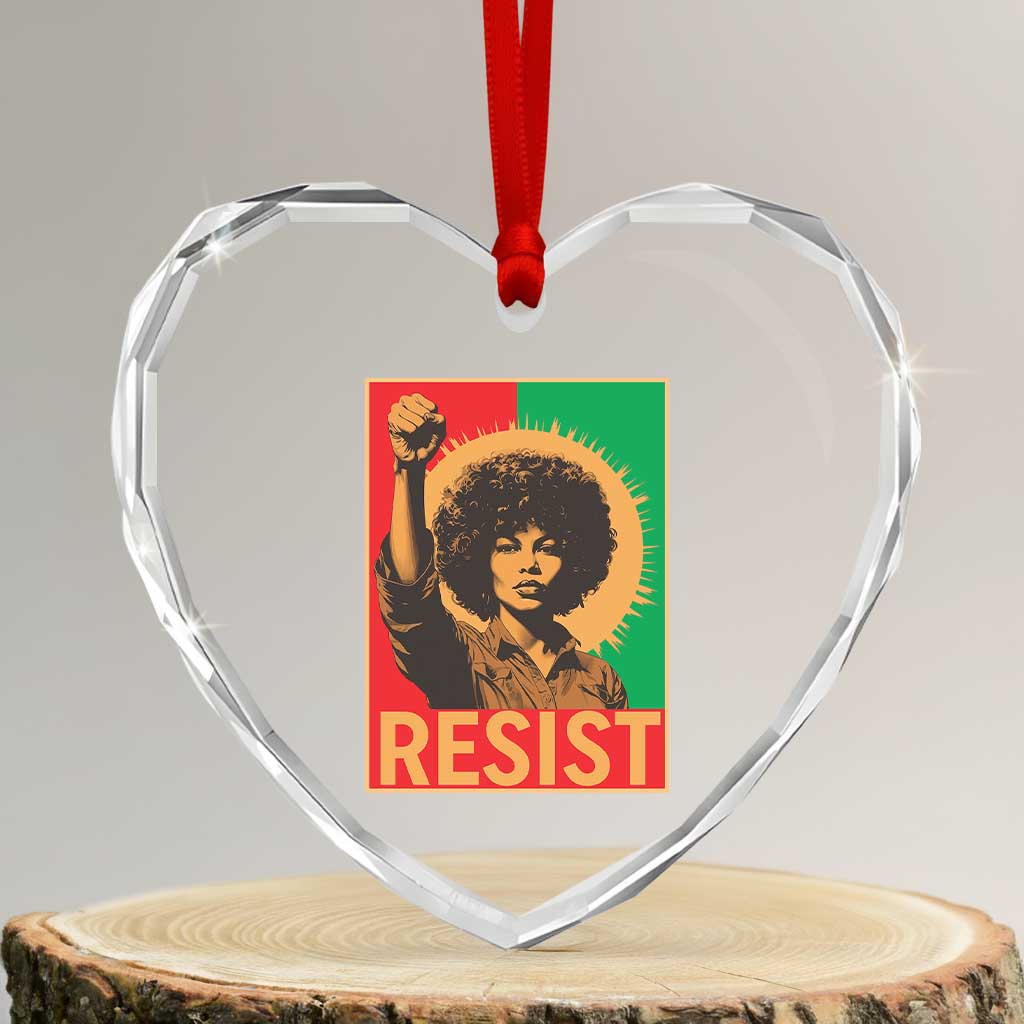 Angela Davis Heart Crystal Glass Ornament Political Protest Resist Civil Rights Freedom - Wonder Print Shop