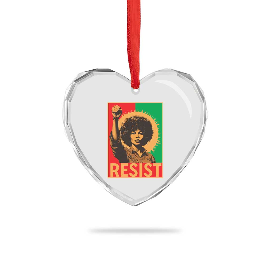 Angela Davis Heart Crystal Glass Ornament Political Protest Resist Civil Rights Freedom - Wonder Print Shop