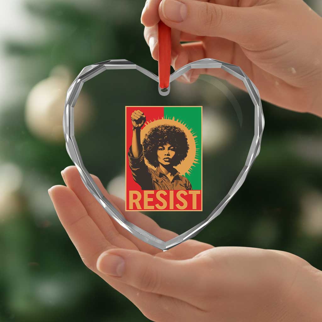 Angela Davis Heart Crystal Glass Ornament Political Protest Resist Civil Rights Freedom - Wonder Print Shop