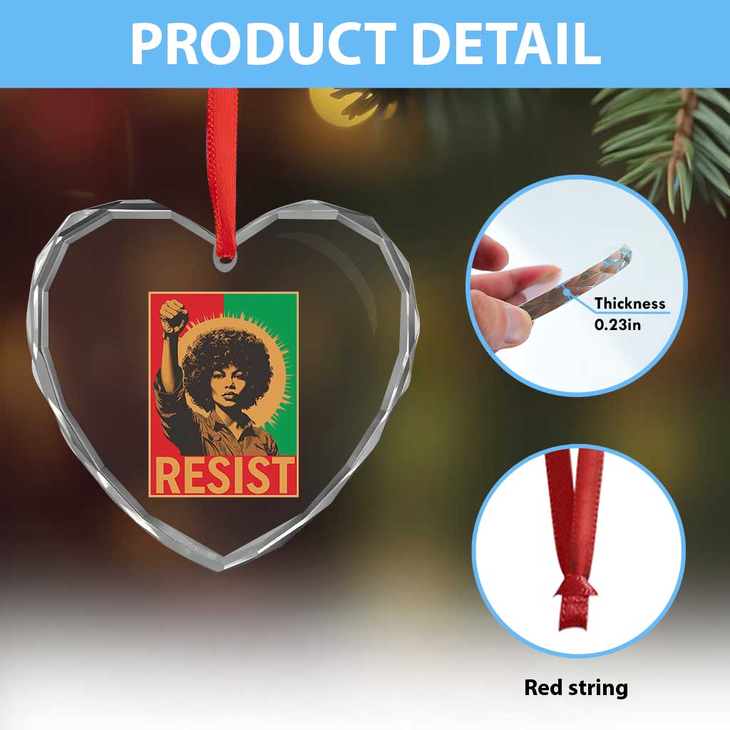 Angela Davis Heart Crystal Glass Ornament Political Protest Resist Civil Rights Freedom - Wonder Print Shop