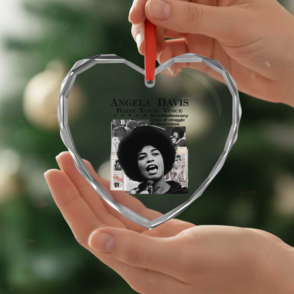 Angela Davis Heart Crystal Glass Ornament Raise Your Voice Revolutionary Power Liberation - Wonder Print Shop