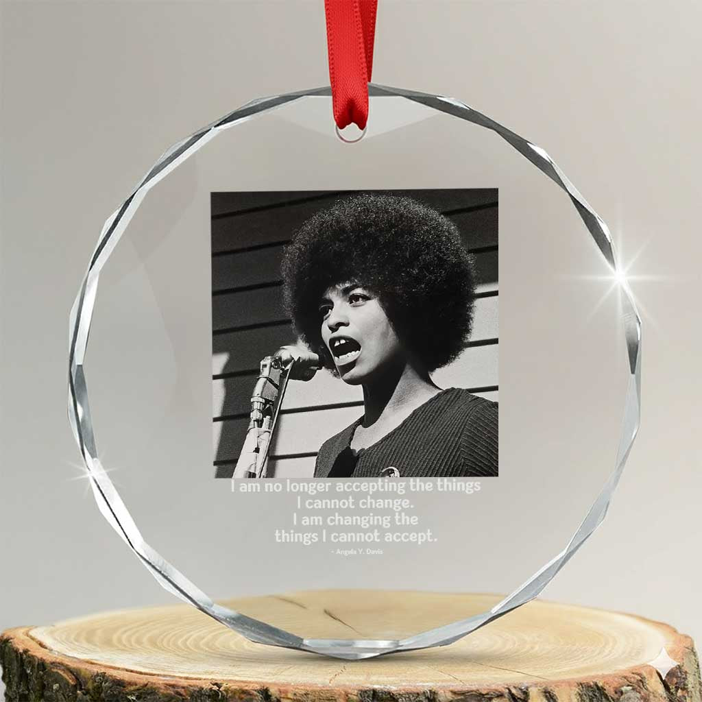 Angela Davis Inspirational Quote Crystal Glass Ornament Black History African Pride Power - Wonder Print Shop