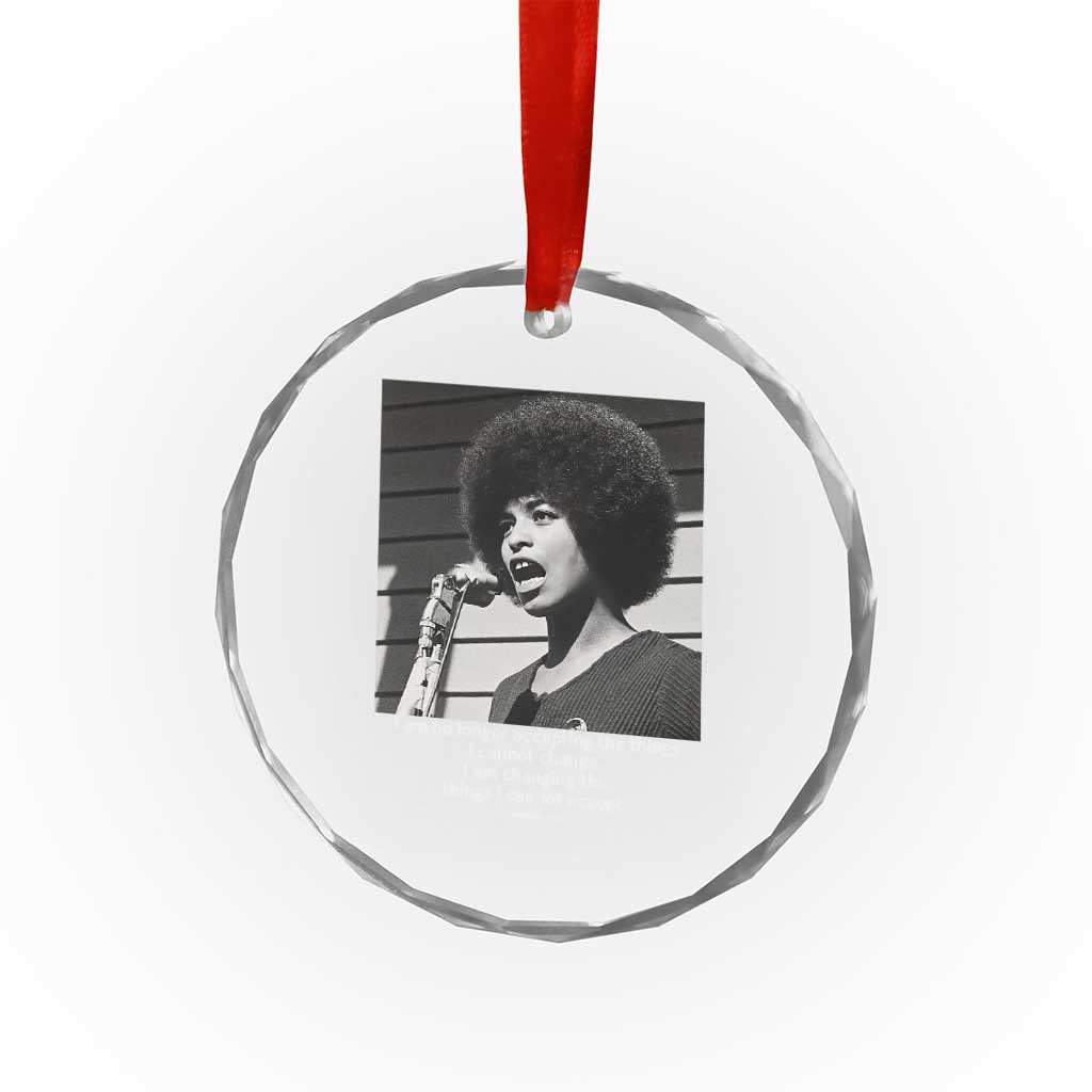Angela Davis Inspirational Quote Crystal Glass Ornament Black History African Pride Power - Wonder Print Shop