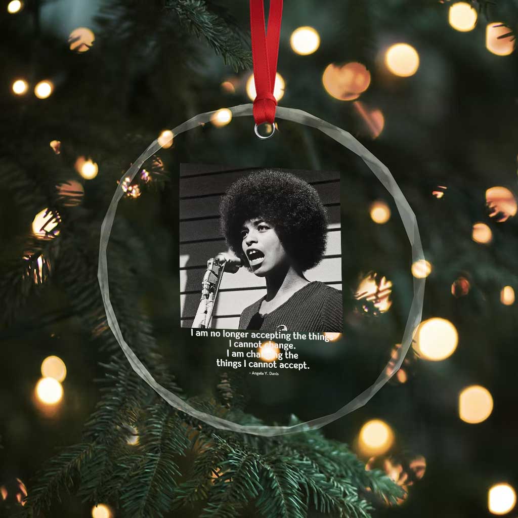 Angela Davis Inspirational Quote Crystal Glass Ornament Black History African Pride Power - Wonder Print Shop