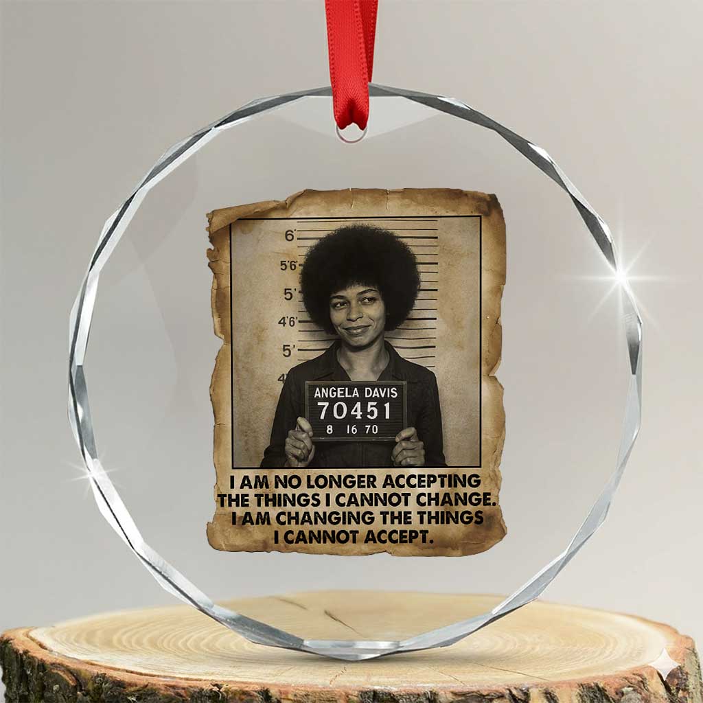 Angela Davis Inspirational Quote Crystal Glass Ornament Black History Melanin - Wonder Print Shop