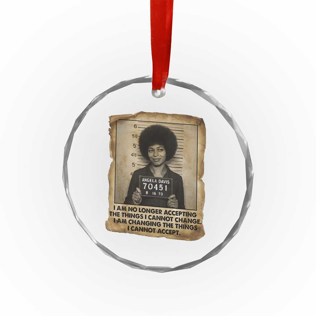 Angela Davis Inspirational Quote Crystal Glass Ornament Black History Melanin - Wonder Print Shop