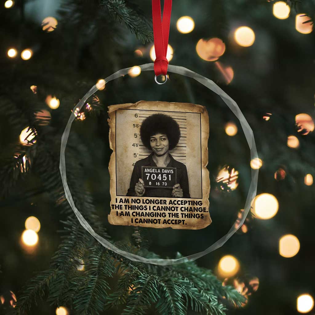 Angela Davis Inspirational Quote Crystal Glass Ornament Black History Melanin - Wonder Print Shop