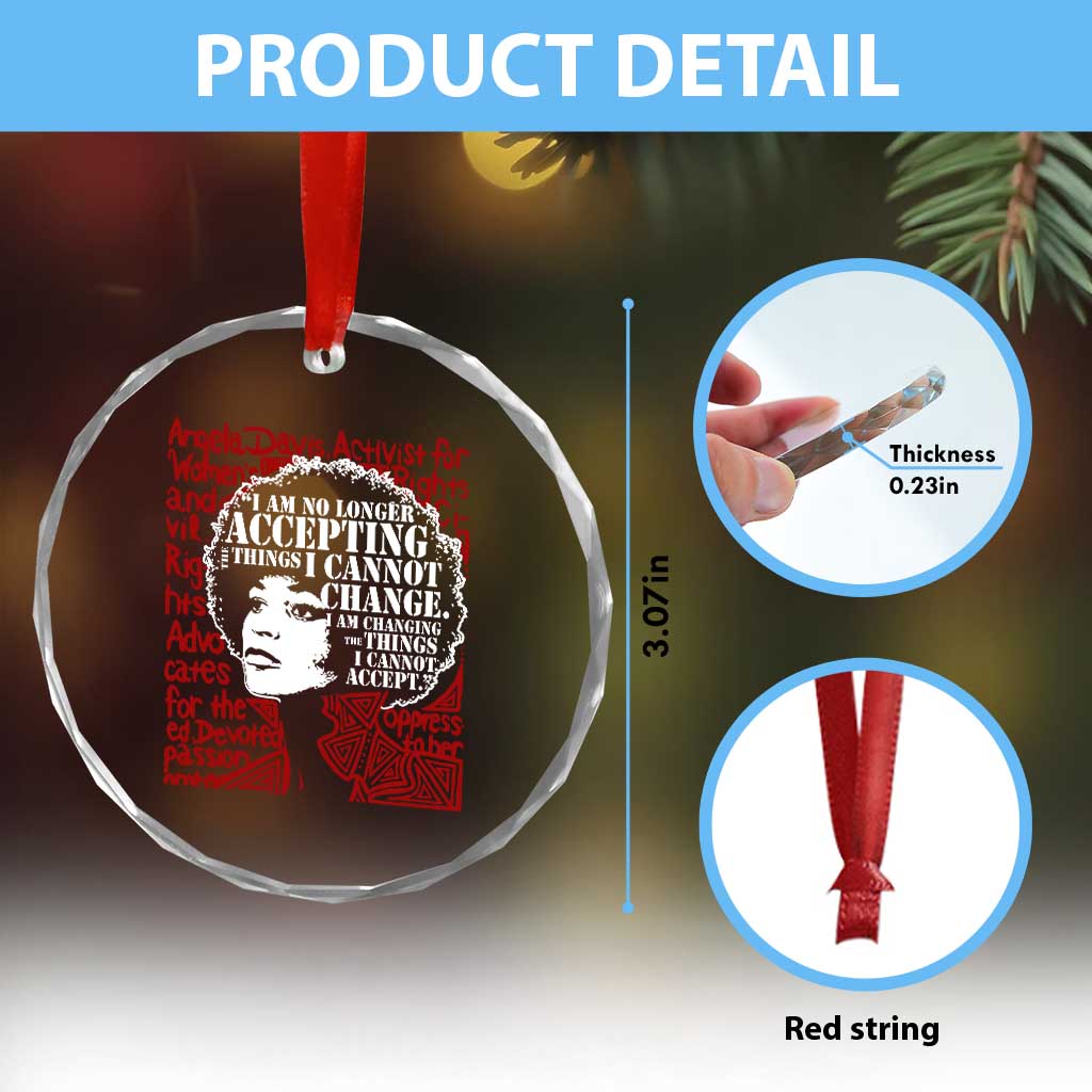 Angela Davis Inspirational Quote Crystal Glass Ornament Black History Month - Wonder Print Shop