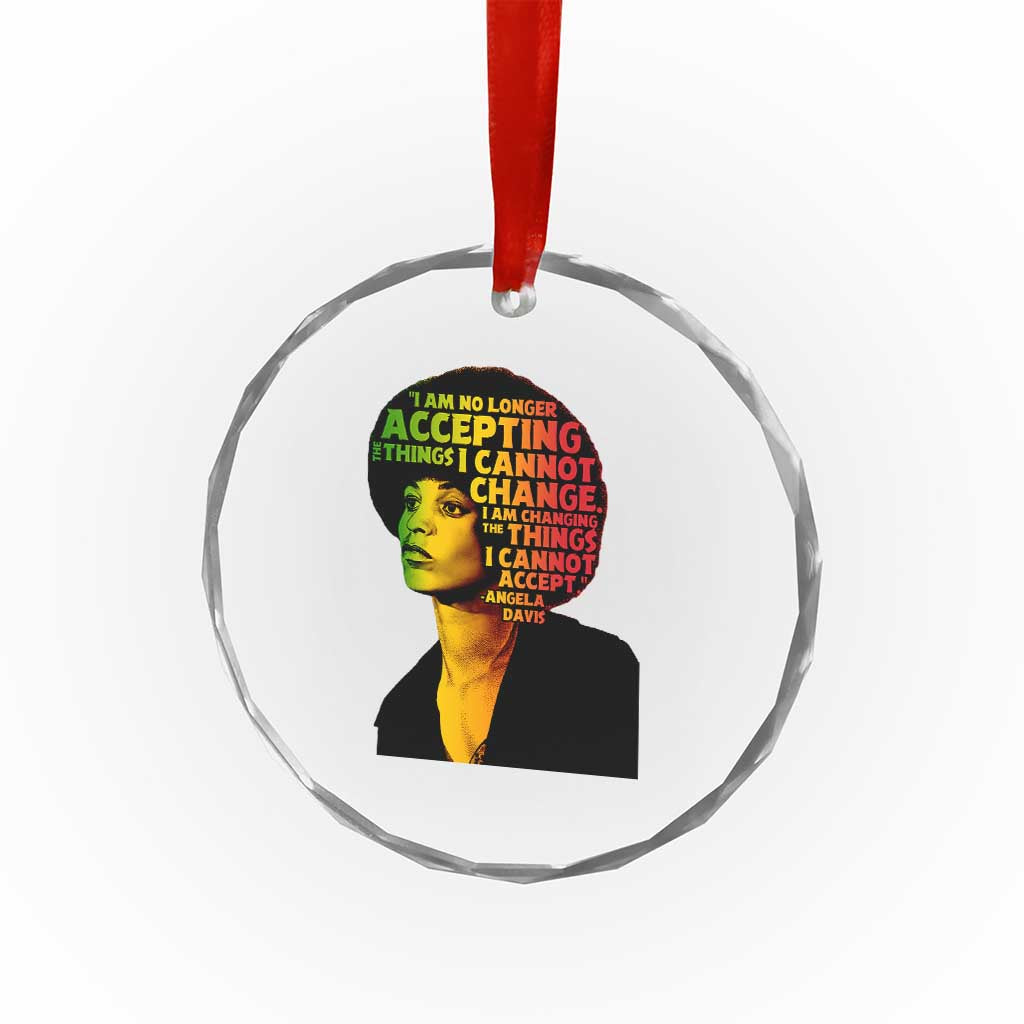 Angela Davis Inspirational Quote Crystal Glass Ornament Black History Month Afro Woman Activist - Wonder Print Shop