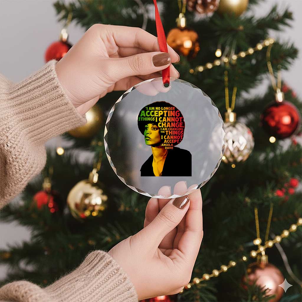 Angela Davis Inspirational Quote Crystal Glass Ornament Black History Month Afro Woman Activist - Wonder Print Shop