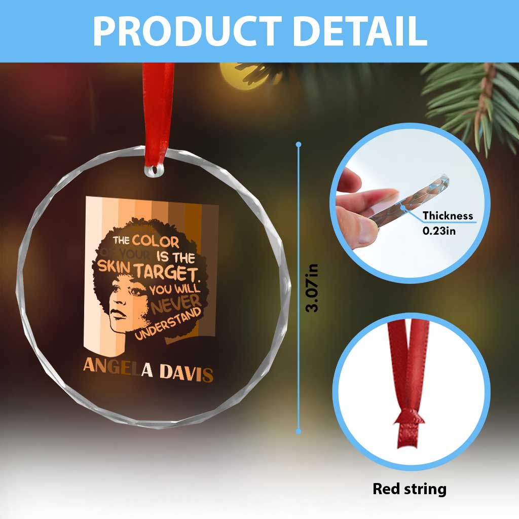 Angela Davis Inspirational Quote Crystal Glass Ornament Black Pride Melanin - Wonder Print Shop