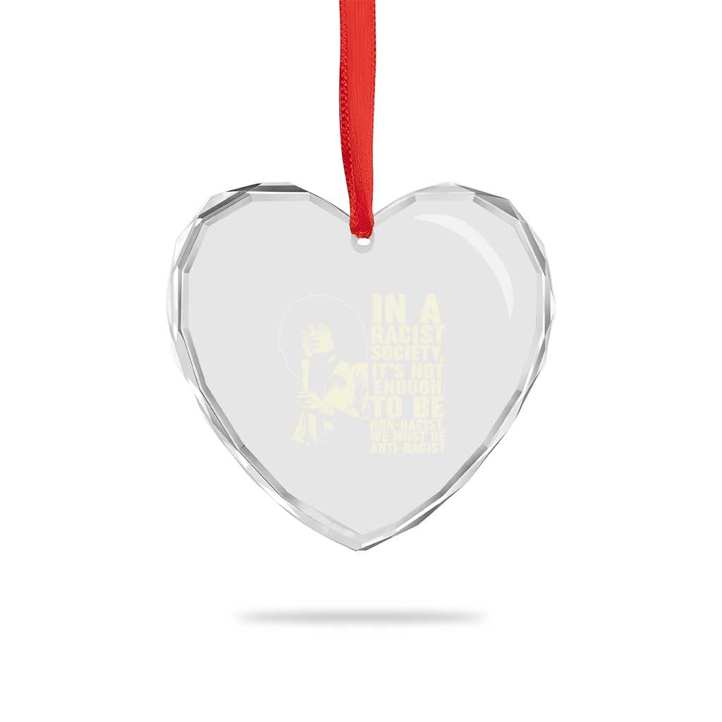 Angela Davis Inspirational Quote Heart Crystal Glass Ornament - Wonder Print Shop