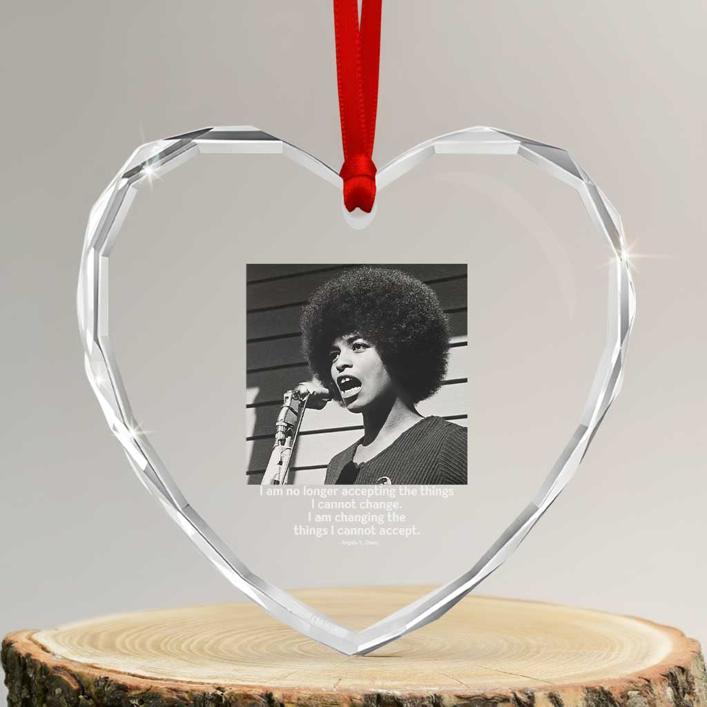 Angela Davis Inspirational Quote Heart Crystal Glass Ornament Black History African Pride Power - Wonder Print Shop