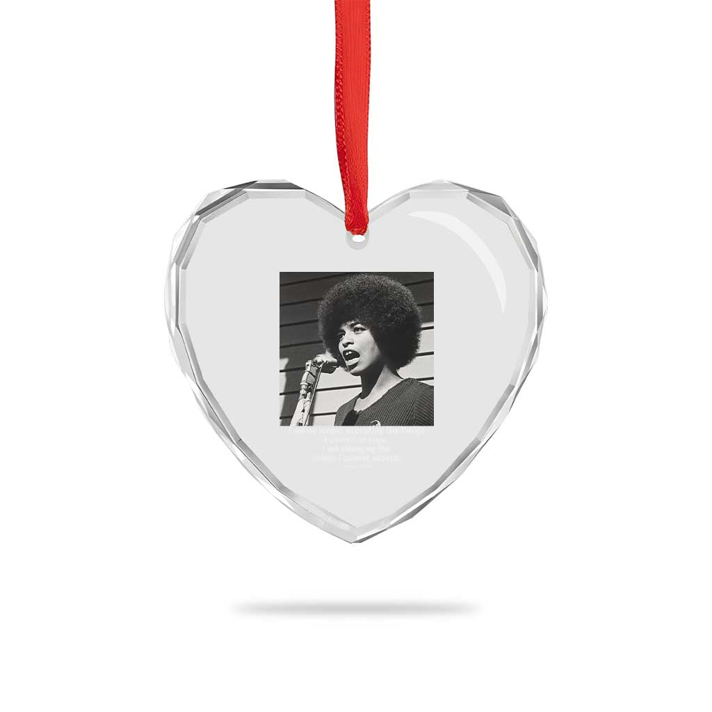 Angela Davis Inspirational Quote Heart Crystal Glass Ornament Black History African Pride Power - Wonder Print Shop