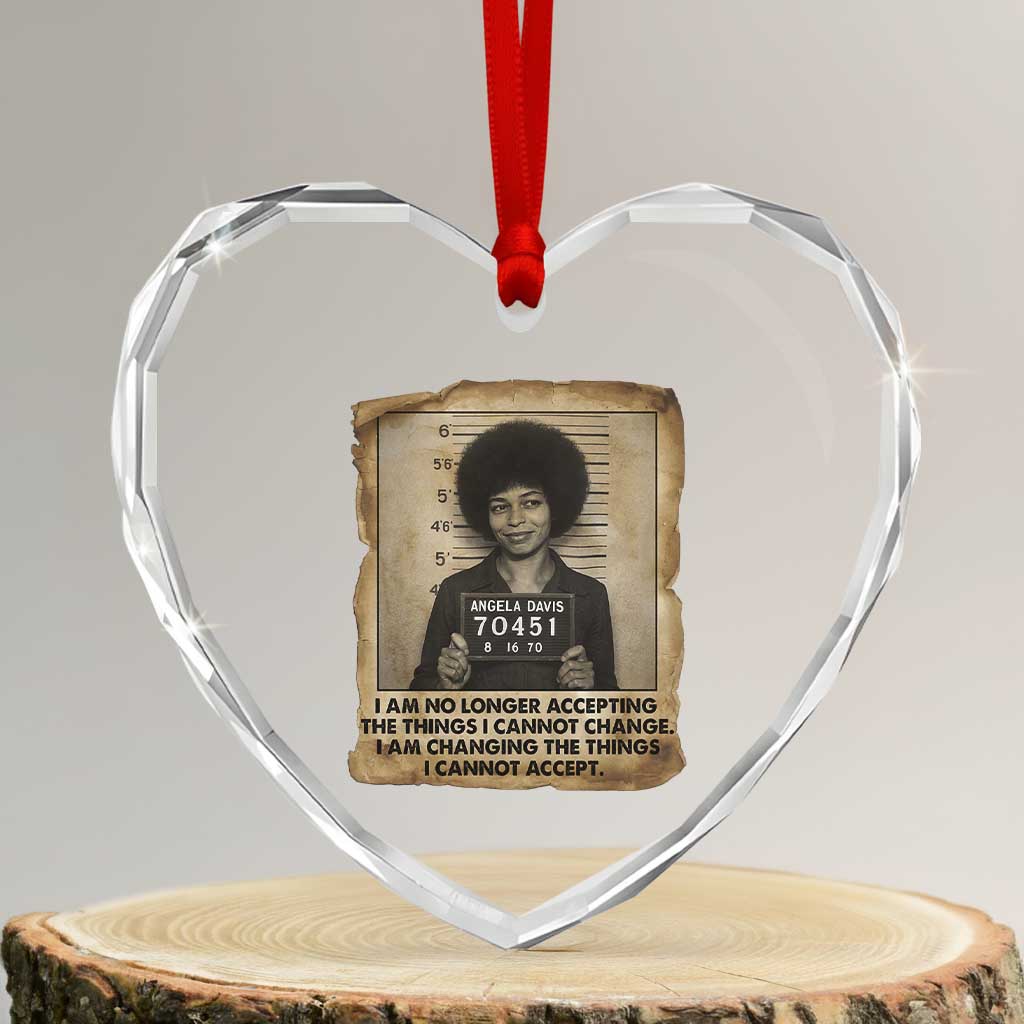 Angela Davis Inspirational Quote Heart Crystal Glass Ornament Black History Melanin - Wonder Print Shop