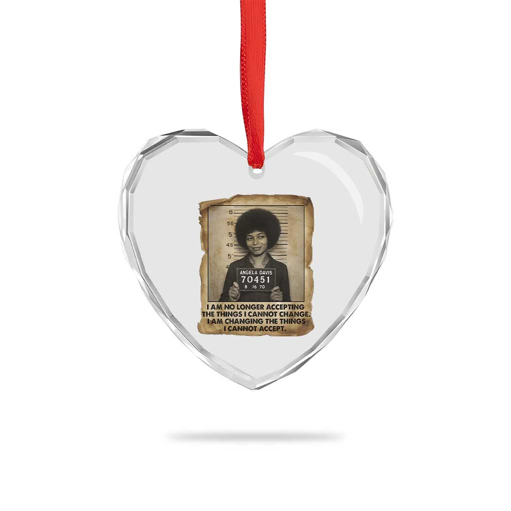Angela Davis Inspirational Quote Heart Crystal Glass Ornament Black History Melanin - Wonder Print Shop