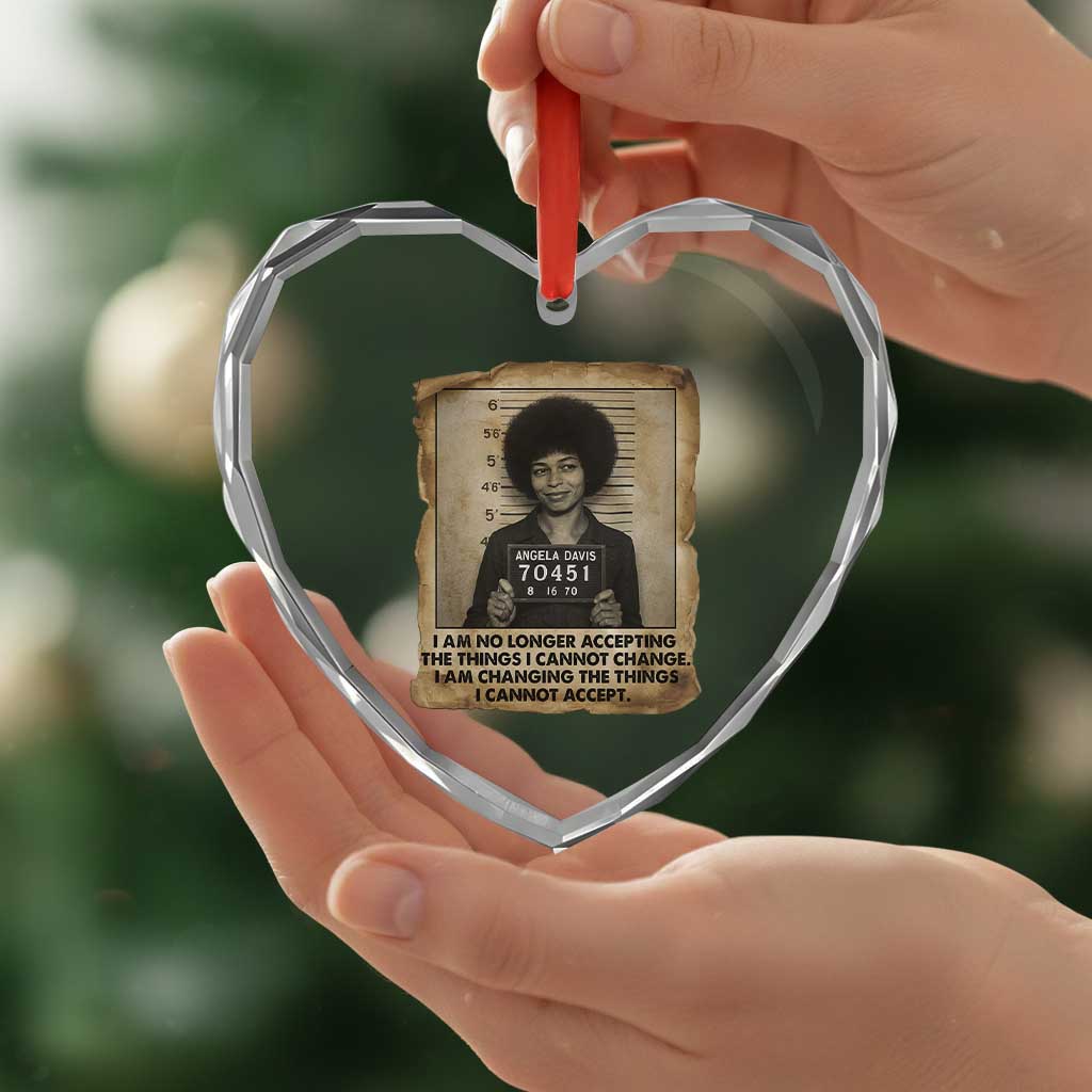 Angela Davis Inspirational Quote Heart Crystal Glass Ornament Black History Melanin - Wonder Print Shop