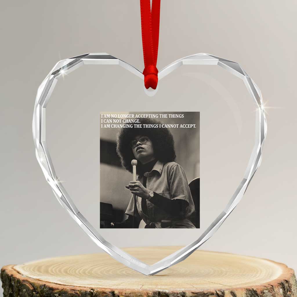 Angela Davis Inspirational Quote Heart Crystal Glass Ornament Black History Month - Wonder Print Shop