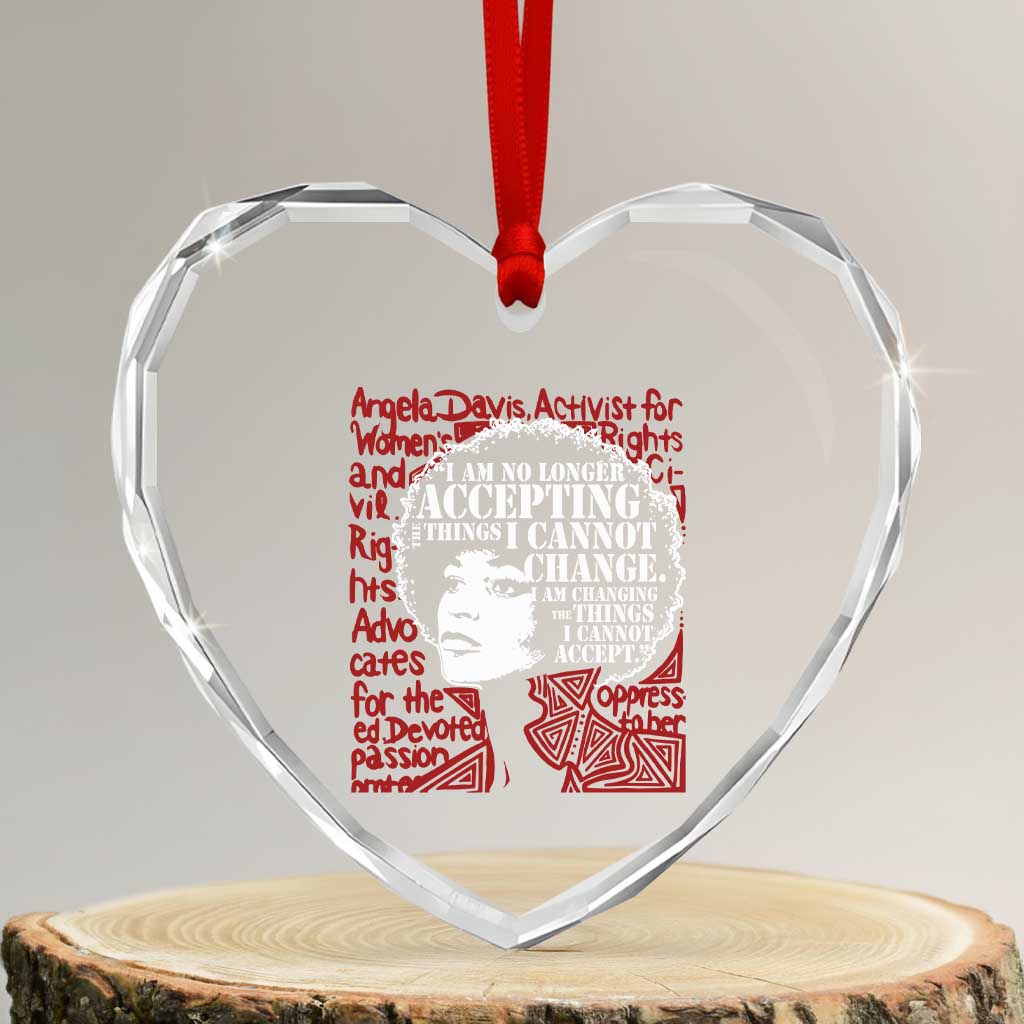 Angela Davis Inspirational Quote Heart Crystal Glass Ornament Black History Month - Wonder Print Shop