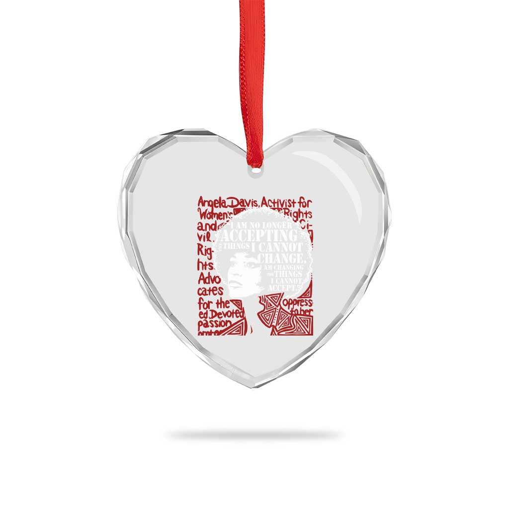 Angela Davis Inspirational Quote Heart Crystal Glass Ornament Black History Month - Wonder Print Shop