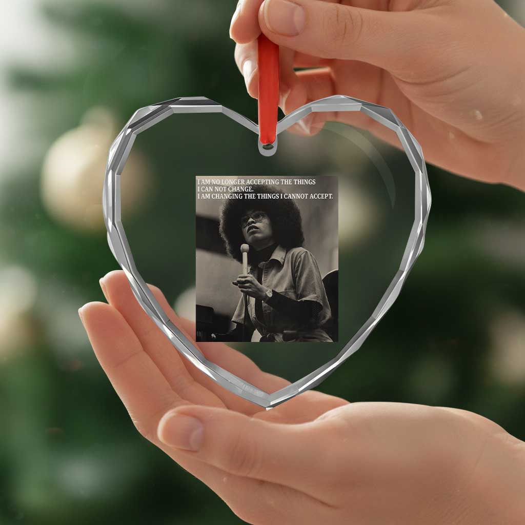 Angela Davis Inspirational Quote Heart Crystal Glass Ornament Black History Month - Wonder Print Shop
