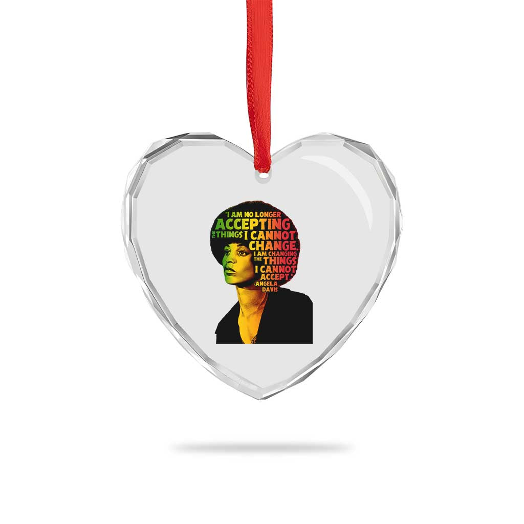 Angela Davis Inspirational Quote Heart Crystal Glass Ornament Black History Month Afro Woman Activist - Wonder Print Shop