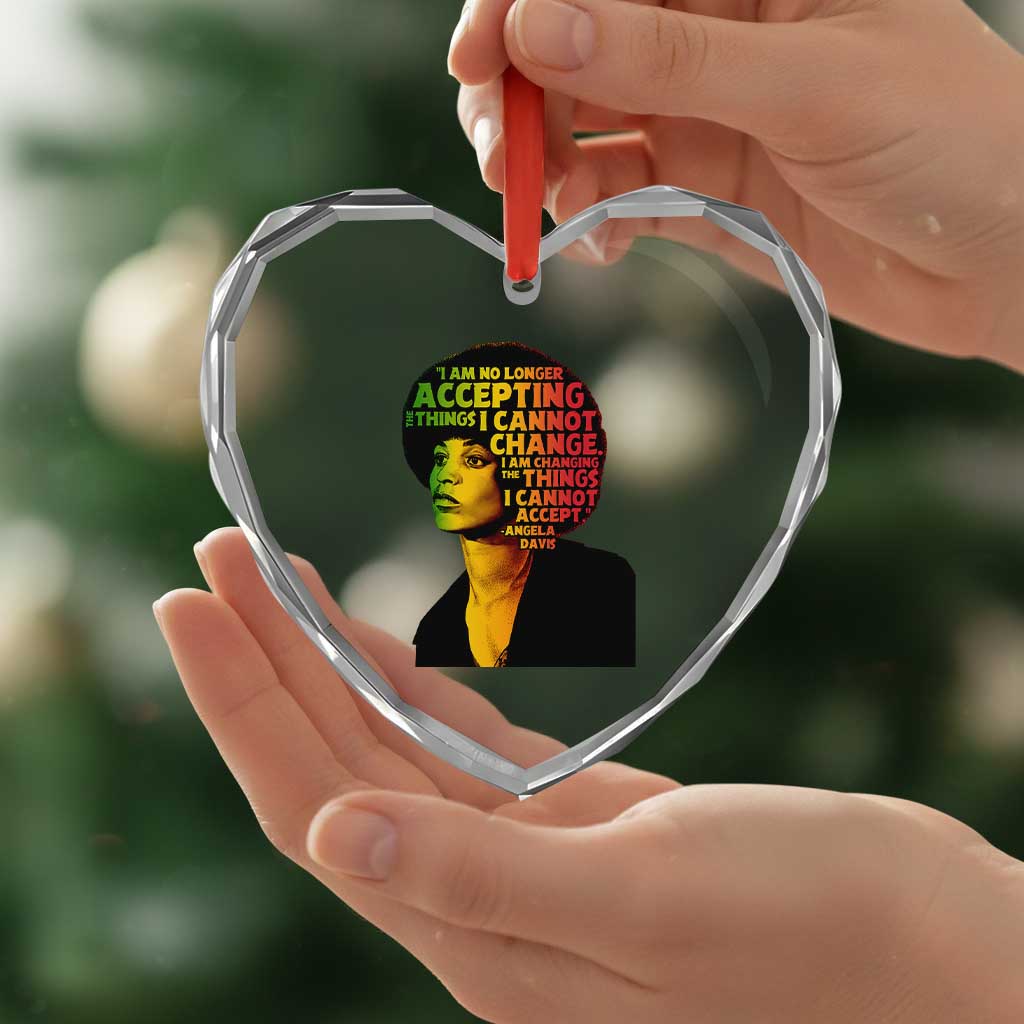 Angela Davis Inspirational Quote Heart Crystal Glass Ornament Black History Month Afro Woman Activist - Wonder Print Shop