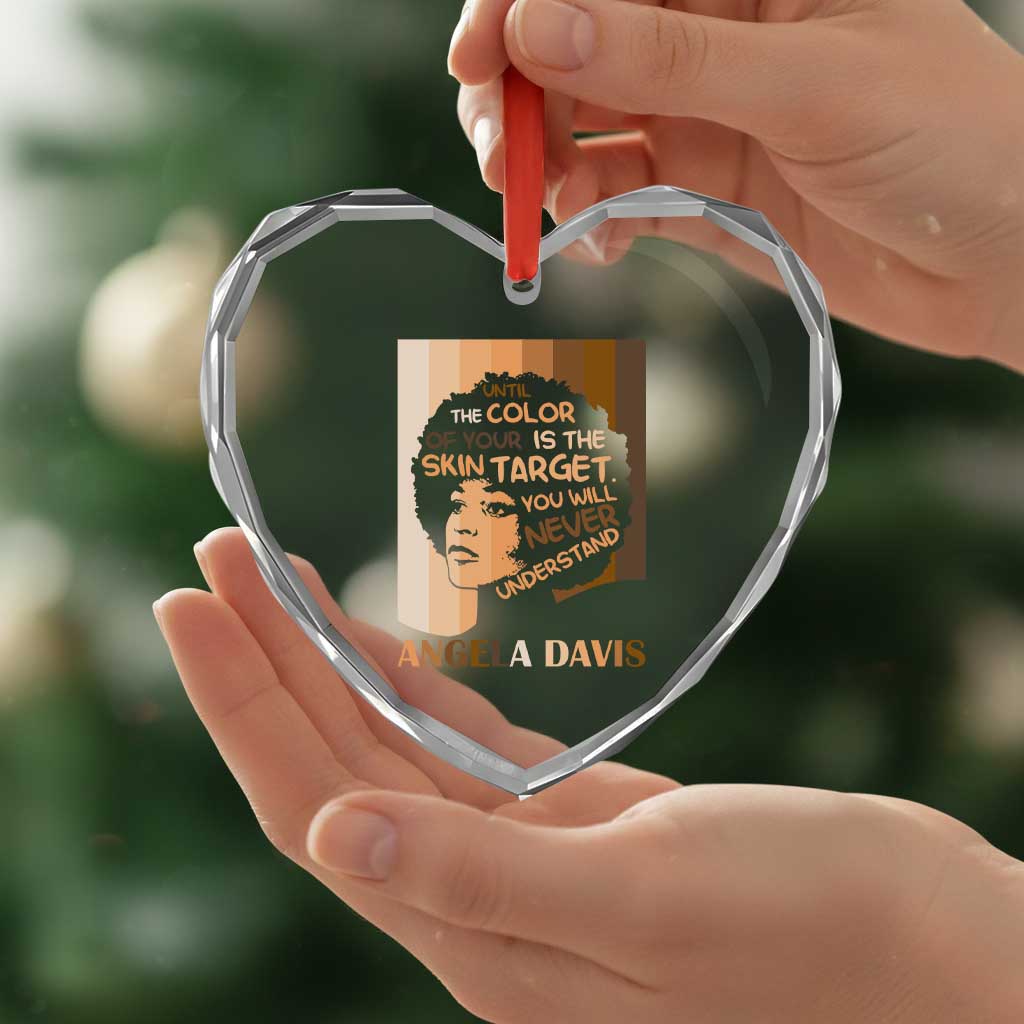 Angela Davis Inspirational Quote Heart Crystal Glass Ornament Black Pride Melanin - Wonder Print Shop