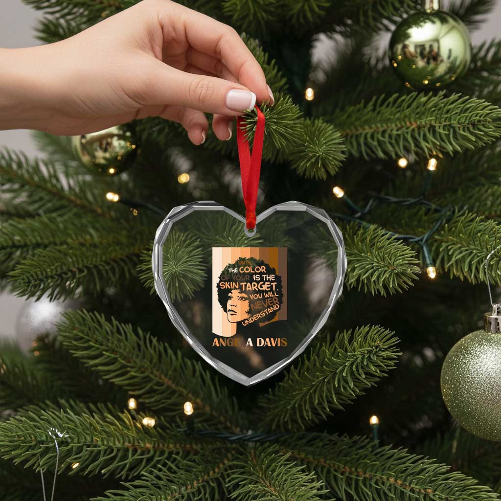 Angela Davis Inspirational Quote Heart Crystal Glass Ornament Black Pride Melanin - Wonder Print Shop