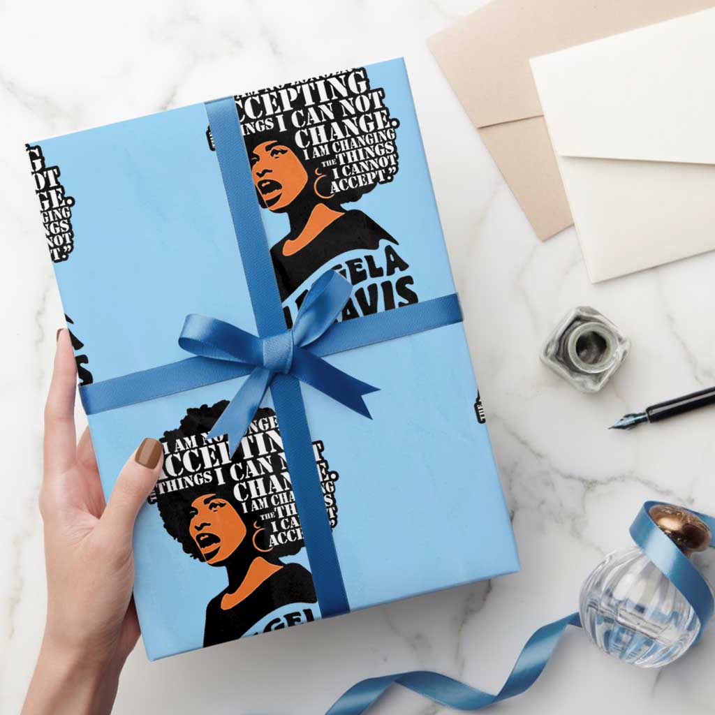 Angela Davis Inspirational Quote Wrapping Paper Roll I Am No Longer Accepting The Things I Cannot Change - Wonder Print Shop