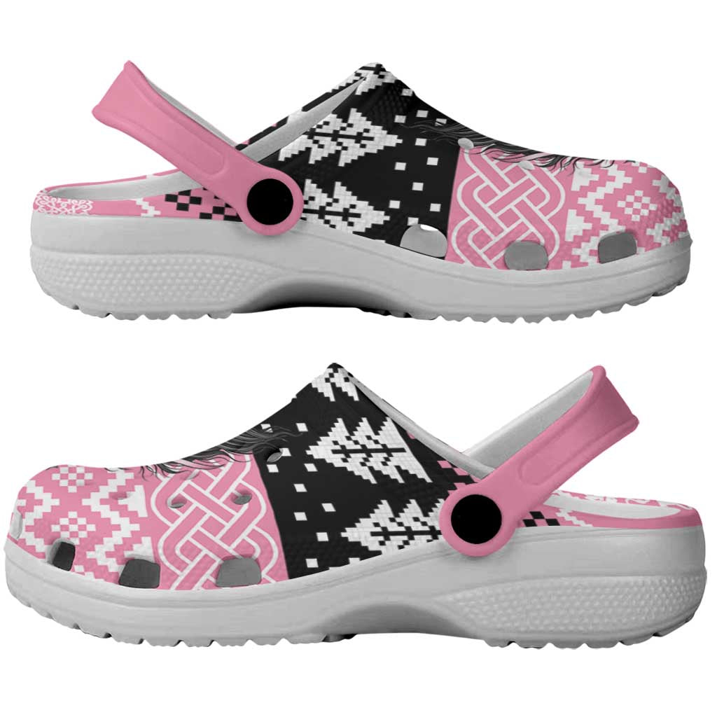 Anglesey Wales Christmas Clogs Shoes Pink Mari Lwyd Welsh Celtic Knot - Wonder Print Shop