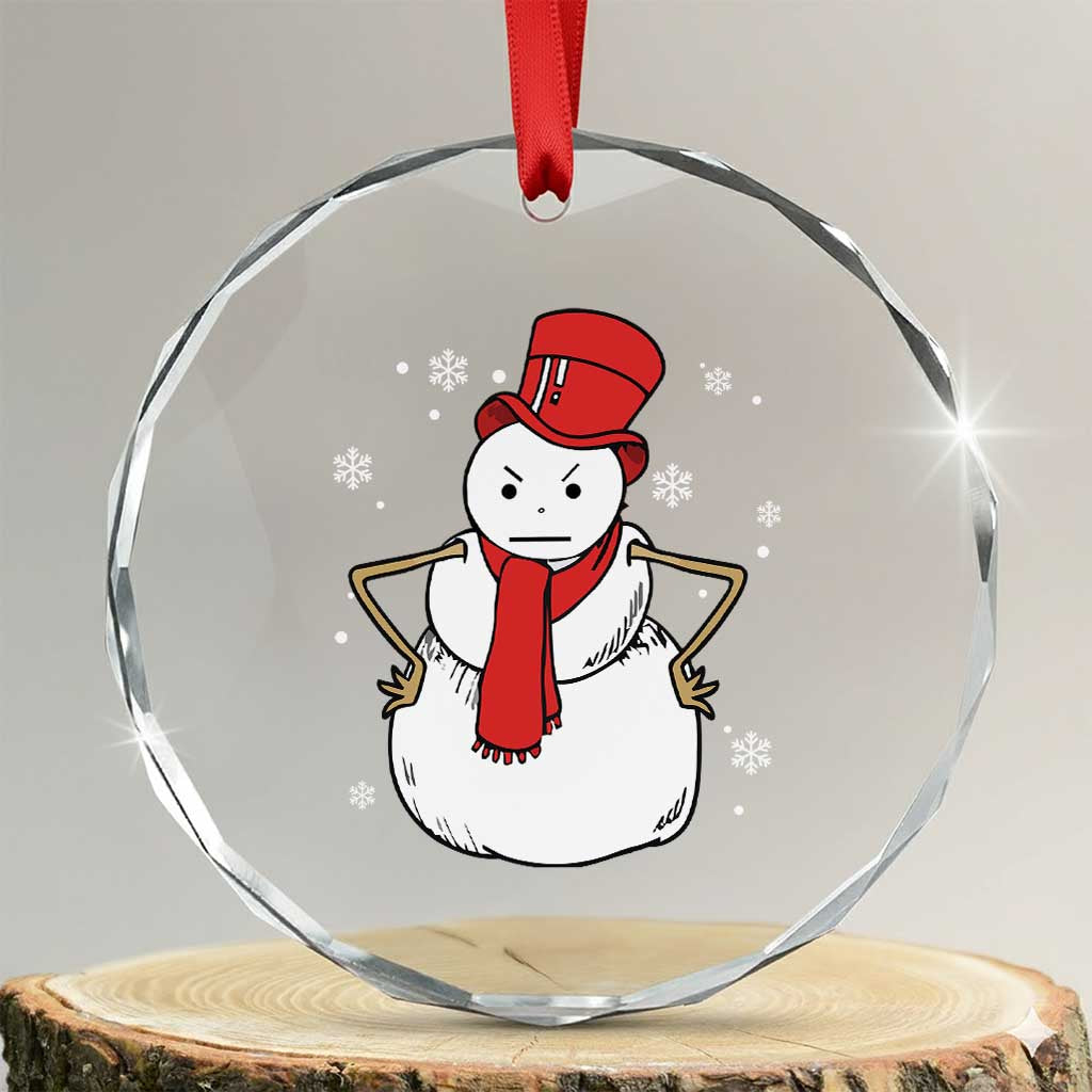 Angry Snowman Funny Xmas Crystal Glass Ornament TS09