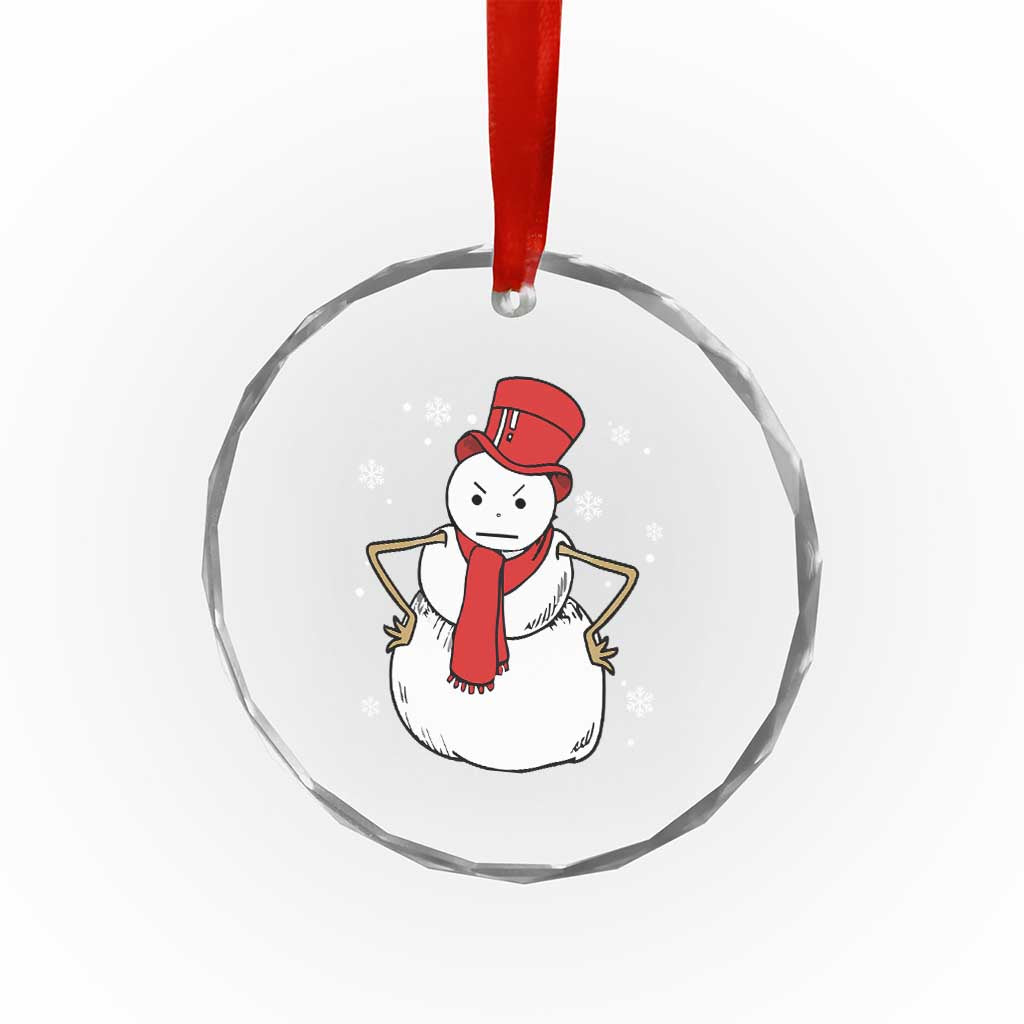 Angry Snowman Funny Xmas Crystal Glass Ornament TS09