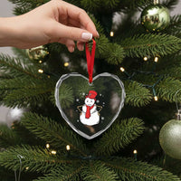 Angry Snowman Funny Xmas Heart Crystal Glass Ornament - Wonder Print Shop