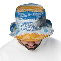 Anguilla Dolphins Pattern Bucket Hat Orange And Blue - Wonder Print Shop