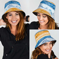 Anguilla Dolphins Pattern Bucket Hat Orange And Blue - Wonder Print Shop