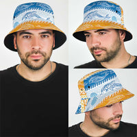 Anguilla Dolphins Pattern Bucket Hat Orange And Blue - Wonder Print Shop