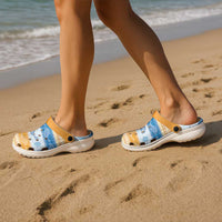 Anguilla Dolphins Pattern Clogs Shoes Orange And Blue - Wonder Print Shop