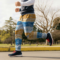 Anguilla Dolphins Pattern Jogger Pants Orange And Blue - Wonder Print Shop