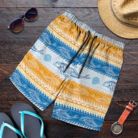 Anguilla Dolphins Pattern Shorts for Men Orange And Blue - Wonder Print Shop