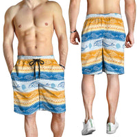 Anguilla Dolphins Pattern Shorts for Men Orange And Blue - Wonder Print Shop
