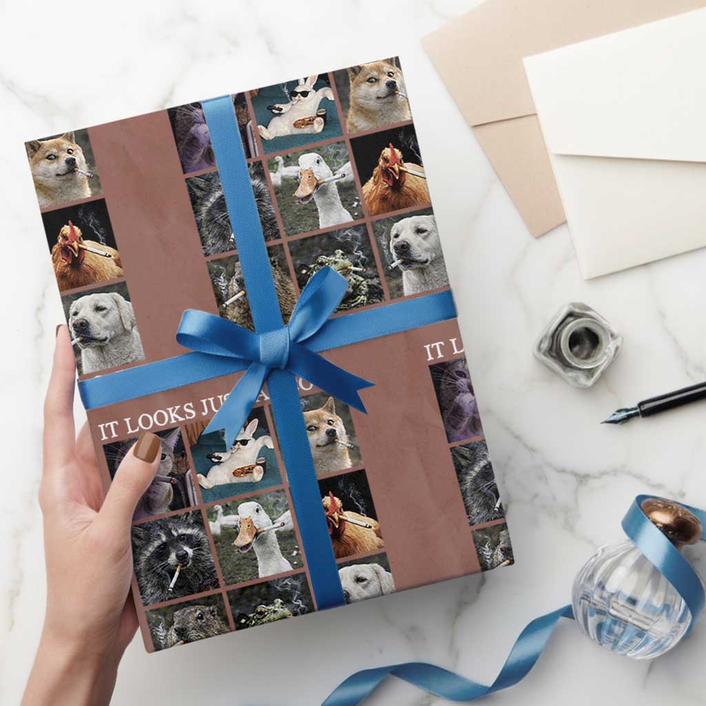 Animals Smoking Cigarettes Meme Wrapping Paper Roll It Looks Just as Cool When You Do It - Wonder Print Shop