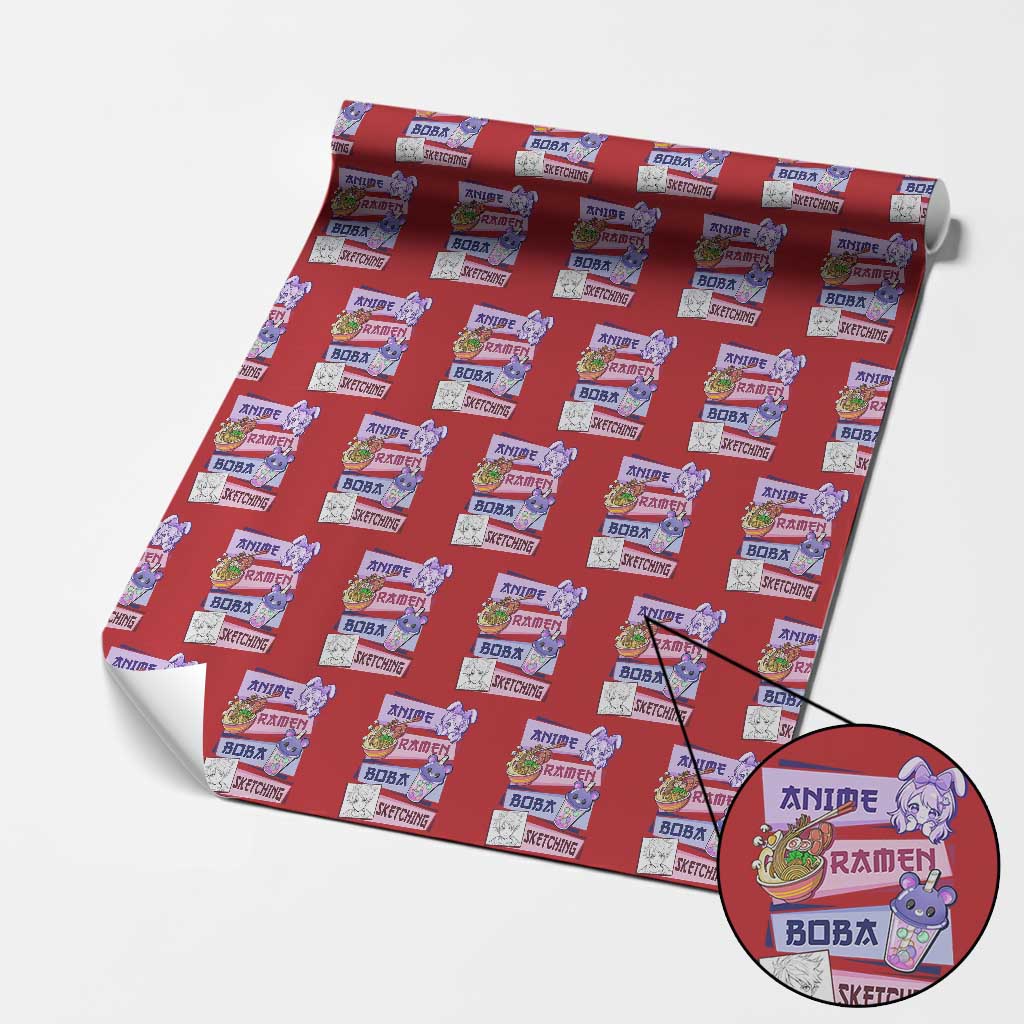 Anime Ramen Boba Sketching Wrapping Paper Roll Kawaii Girl Bubble Tea Otaku Manga Lover Japanese Pop Culture