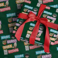 Anime Ramen Boba Sketching Wrapping Paper Roll Kawaii Otaku Anime Manga Japanese Pop Culture Cute Graphic