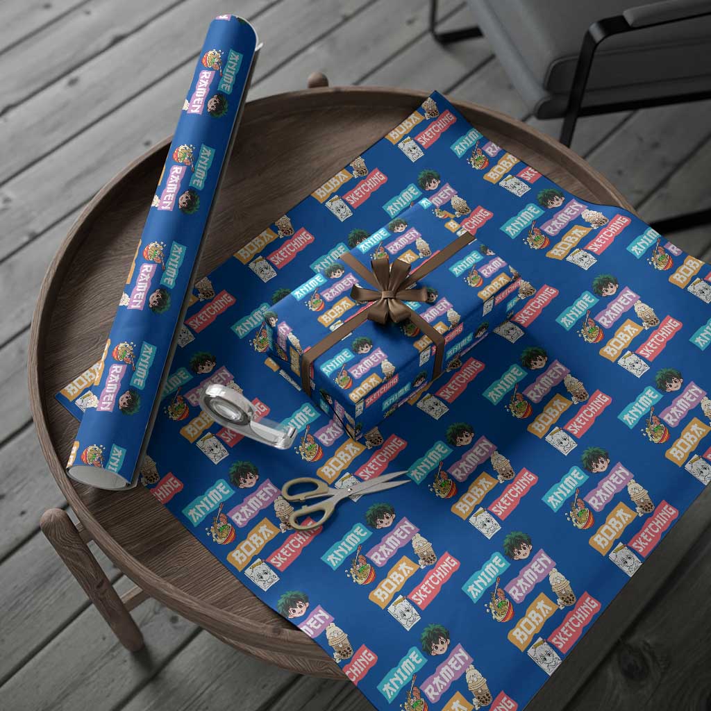 Anime Ramen Boba Sketching Wrapping Paper Roll Kawaii Otaku Anime Manga Japanese Pop Culture Cute Graphic