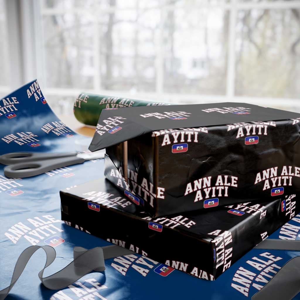 Ann Ale Ayiti Collegiate Athletic Sport Style Wrapping Paper Roll Let's Go Haiti Haitian Flag and Coat of Arms Pride