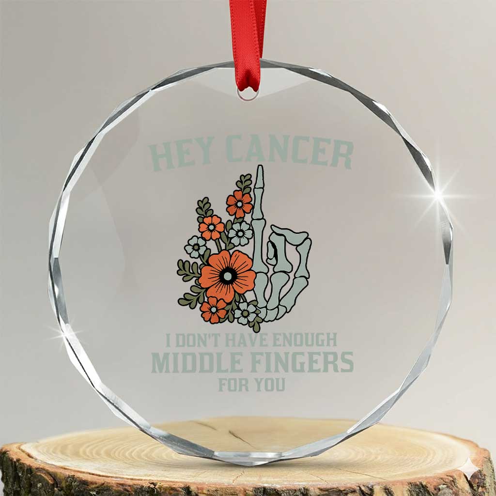Anti Cancer Skeleton Middle Finger Crystal Glass Ornament Floral Fck Cancer TS02