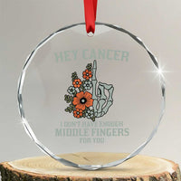 Anti Cancer Skeleton Middle Finger Crystal Glass Ornament Floral Fck Cancer TS02
