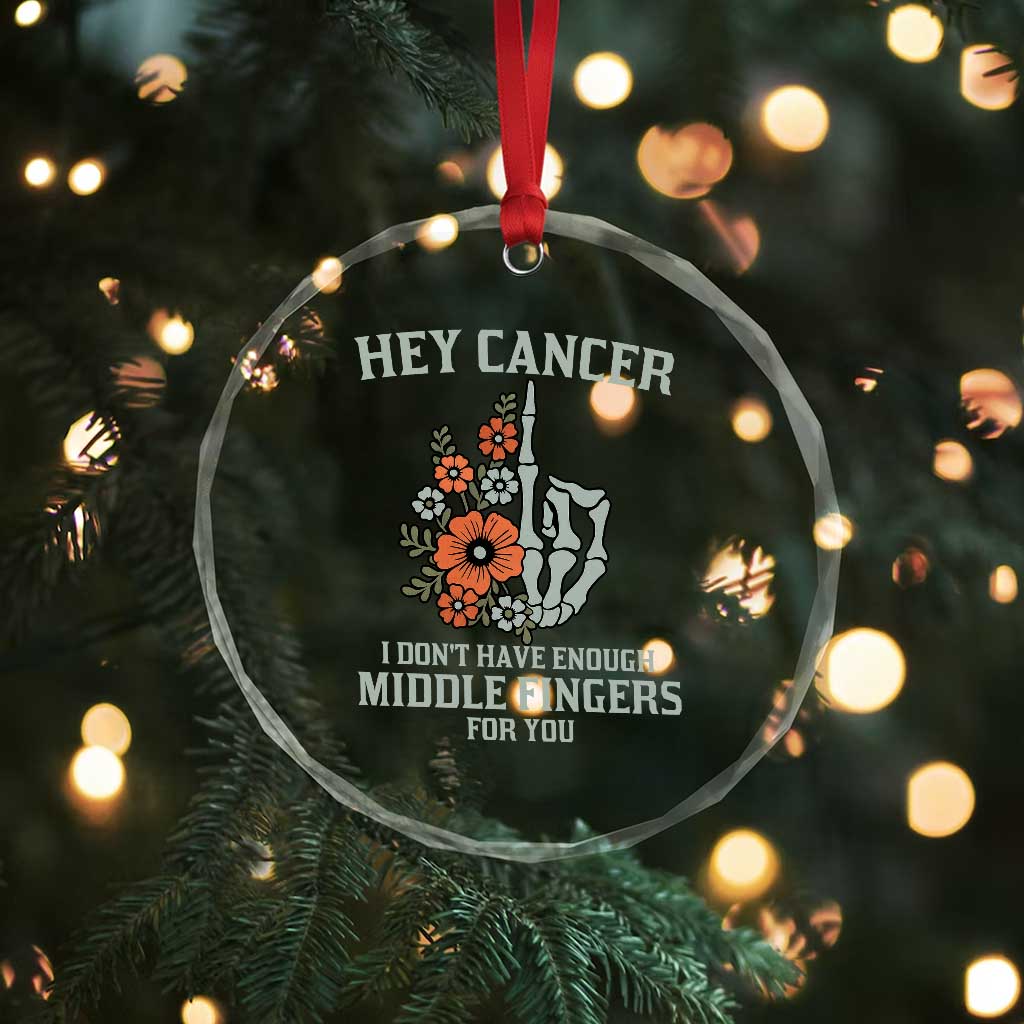 Anti Cancer Skeleton Middle Finger Crystal Glass Ornament Floral Fck Cancer TS02